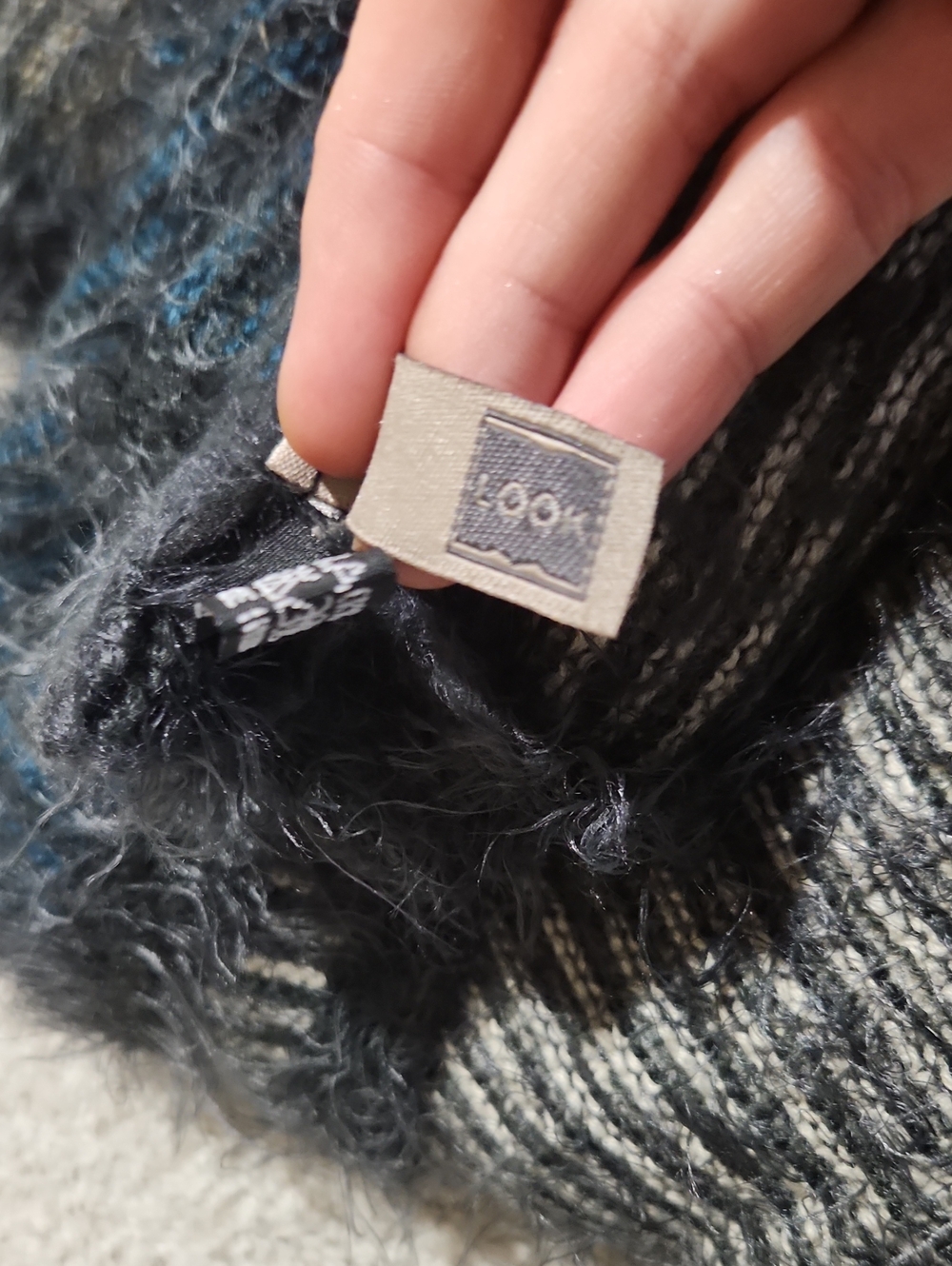 Look By M Cozy Black, Teal & Gray Fuzzy Infinity Scarf